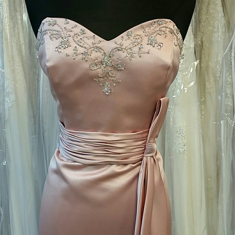 Blush Pink Satin Gown - Picture 2 of 5